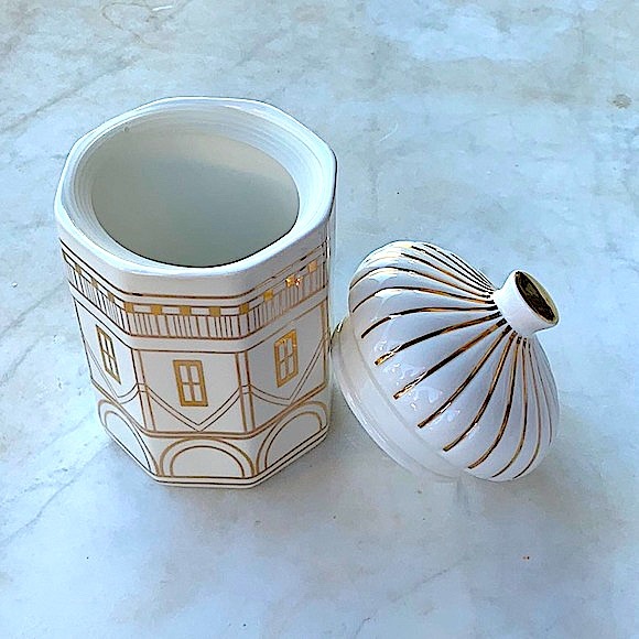 GRACE FINE PORCELAIN CANISTER GOLD ON CREAM 2 PC RARE - Picture 2 of 7